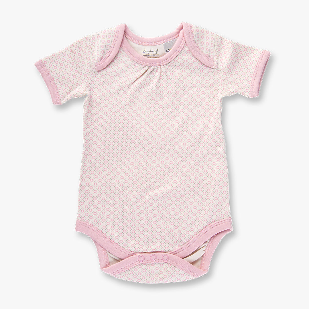 Dusty Pink Short Sleeve Bodysuit - Sapling Child Australia