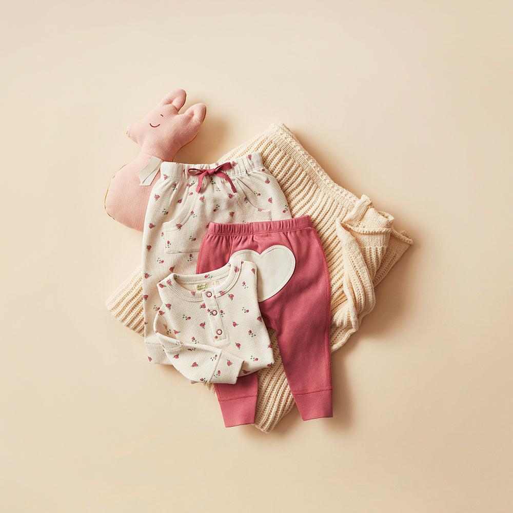 Organic Waffle Baby Pants - Rose – Sapling Child Australia